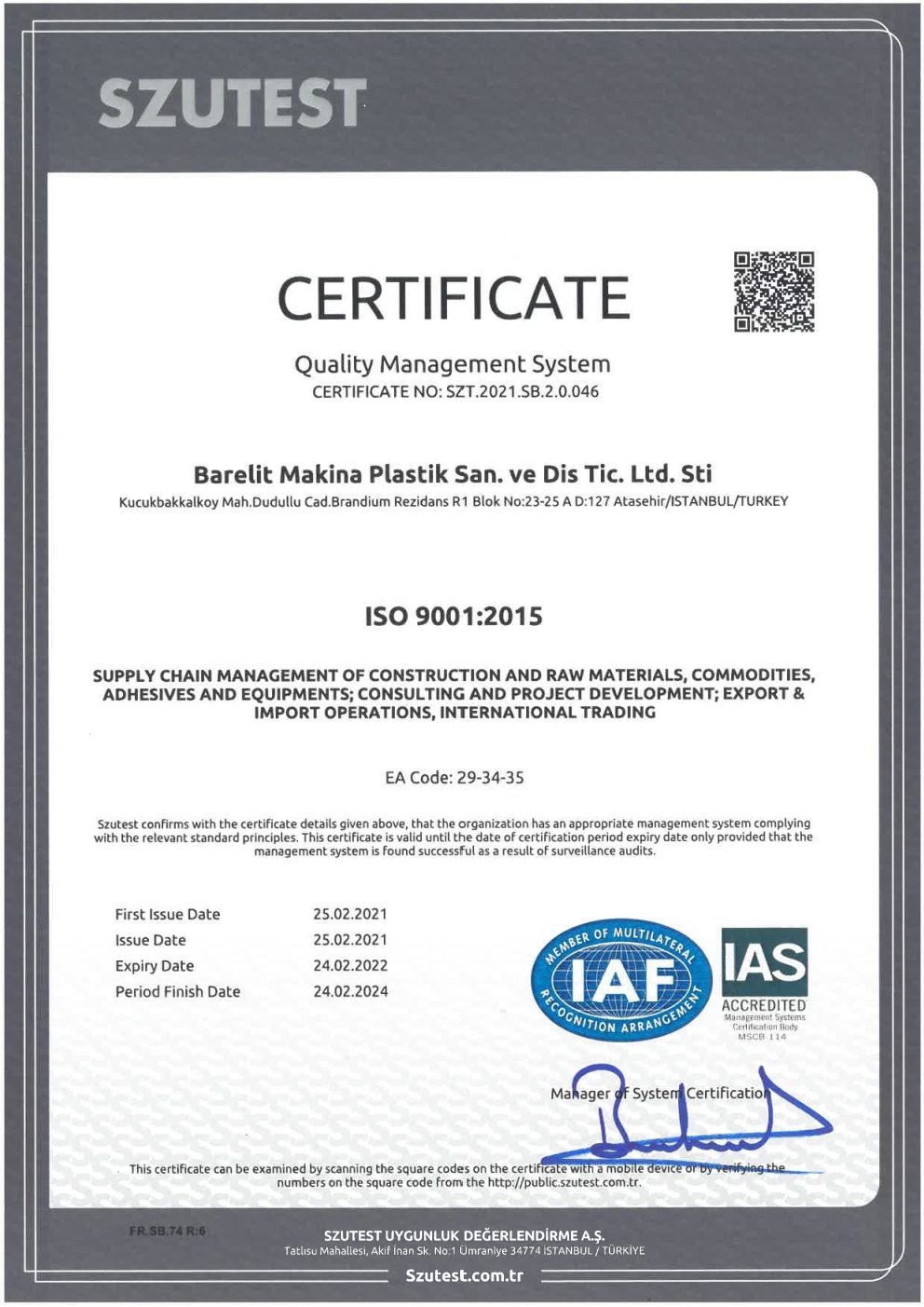 ISO 9001:2015 QUALITY MANAGEMENT SYSTEM